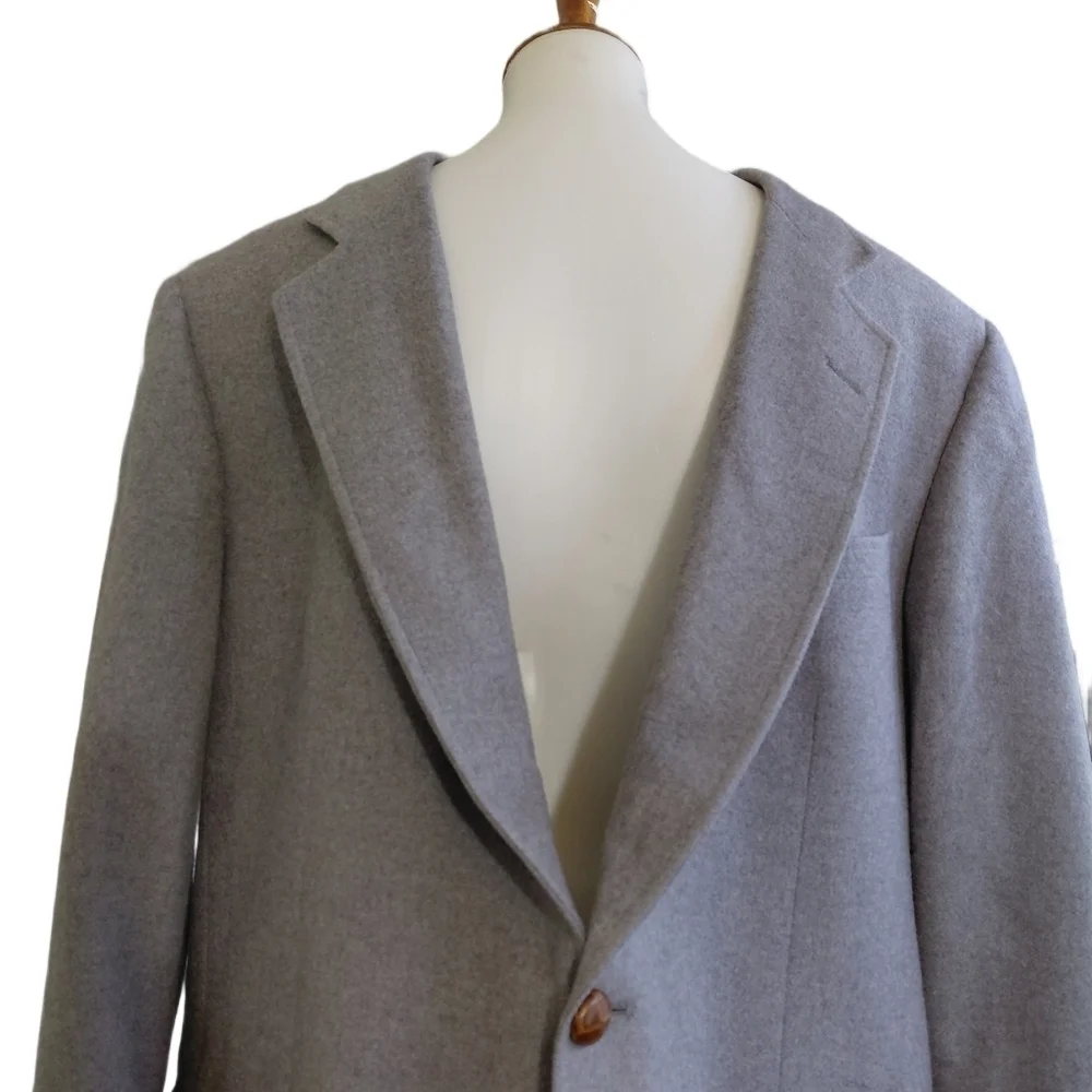Men's 100% Mongolian Camel Hair Blazer Size 43L Light Gray Sport Coat